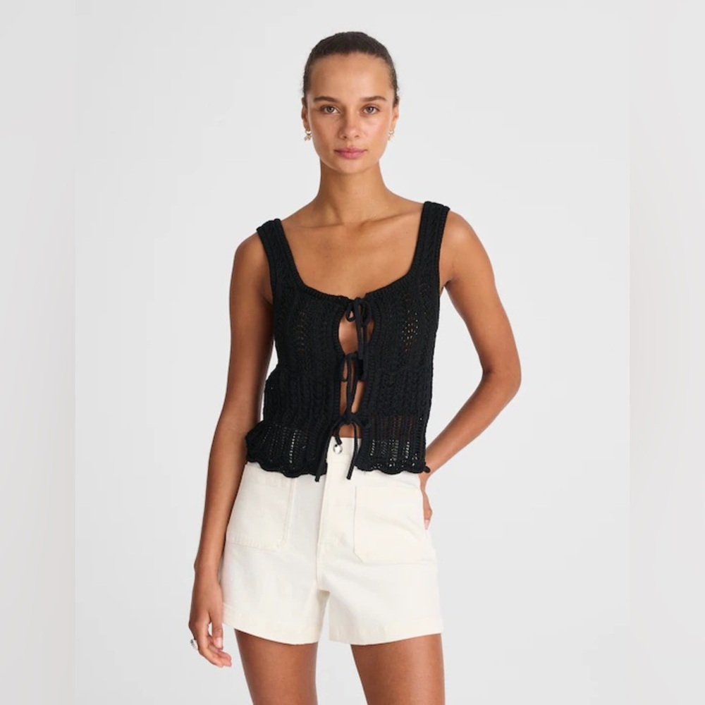 Madewell Pointelle-Stitch Tie-Front Sweater Tank